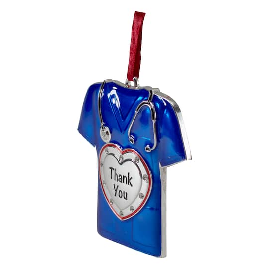 Silver Plated Blue Scrubs Crystal Embellished Ornament